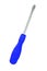 Flat-blade screwdriver with a blue pen on a white