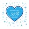 Flat blue heart, winter seasonal sale 50%, discount, vector