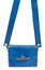 Flat blue leather female bag with broad belt