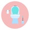 Flat blue toilet bowl icon, restroom symbol