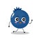 A flat blueberry character with cute walking and greeting expression