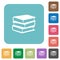 Flat books icons on rounded square backgrounds