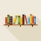 Flat Bookshelf Reading Books Illustration with Shadow