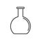 Flat bottom flask, beaker line icon, outline vector sign, linear style pictogram isolated on white.
