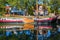 Flat-bottomed boat at the Ijsselmeer in Enkhuizen