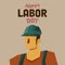 Flat Building Construction Worker for Labor Day Illustration Vector