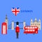 Flat building United Kingdom, London travel icon landmark. City architecture England. Great Britain travel sightseeing