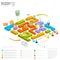 flat business maze infographic background with finanial board game