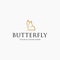 flat BUTTERFLY perched butterfly logo design