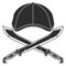 Flat cap gatsby tweed hat with machete sword vector vintage illustration