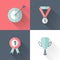 Flat career success icon set