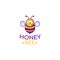 Flat cartoon character honey bee icon logo doodle concept.Logo Mascot Illustration food shop,kids store,nursery