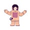 Flat cartoon character space child. Astronaut greeting. Flat cartoon vector illustration.