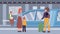 Flat cartoon characters in subway,city life scene vector illustration concept