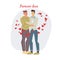 Flat cartoon homosexual characters couple,Valentine Day greeting card vector illustration concept