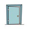 Flat cartoon icon with slightly open, ajar door