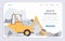 Flat cartoon industrial workers characters at garbage disposal recycling work,landing page vector illustration concept