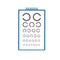 Flat cartoon medical optotype,eye chart to measure visual acuity,health care vector illustration concept