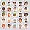 Flat Cartoon Round Avatars on White