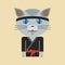 Flat Cartoon Style Fighter Cat Character Illustration