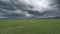 Flat Central Asian Meadow in Dark Overcast Cloudy Weather