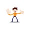 Flat character illustration. Cheerful-faced boy, winking, thumbs up and ok hand signal.