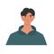 Flat character of portrait boy smile wearing hoodie avatar profile