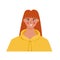 Flat character of portrait teenager girl smile wearing yellow jacket hoodie avatar profile
