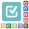 Flat checkmark icons on rounded square color backgrounds