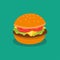 Flat cheese burger illustration isolated on background