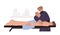 Flat chiropractor massaging patient and treating pain in lower back