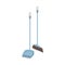 Flat cleaning item, dust pan with broom for cleaning. Long handle brush, dustpan icon. Cleaning service concept