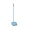 Flat cleaning item, plastic dust pan for cleaning. Blue long handle dustpan icon. Cleaning service concept