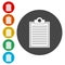 Flat Clipboard Checklist icon in circle on white