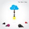 Flat cloud symbol and creative light bulb concept