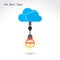 Flat cloud technology computing and creative bulb idea concept.