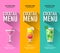 Flat cocktail menu design. Set of banners