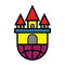 Flat color castle icon