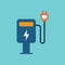 Flat color electric car charge station icon