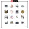 Flat Color Filled Line Pack of 16 Universal Symbols of big data, entrepreneur, fall, employee, business
