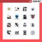 Flat Color Filled Line Pack of 16 Universal Symbols of cleaning, flow, hammer, data, storage