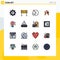 Flat Color Filled Line Pack of 16 Universal Symbols of email, travel, clock, love, person