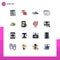 Flat Color Filled Line Pack of 16 Universal Symbols of food, electronic, landscape, custom, card