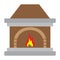 Flat color fireplace icon