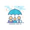 Flat Color Icon - Family umbrella