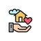 Flat color icon sweet smart home. Concept of house comfort.