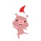 flat color illustration of a furious pig wearing santa hat