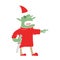 flat color illustration of a goblin with knife wearing santa hat