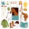 Flat color jockey icons set with equipment for horse riding isolated and horseshoe saddle sport race equestrian stallion