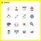 Flat Color Pack of 16 Universal Symbols of baby rattle, day, supervisor, brim, user